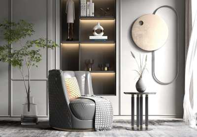 现代轻奢单人沙发3D模型下载